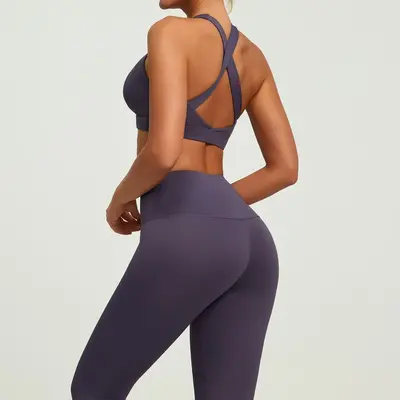 Yoga kıyafet takımı, dar kesim, anti-şok, kalça kaldırıcı - 13