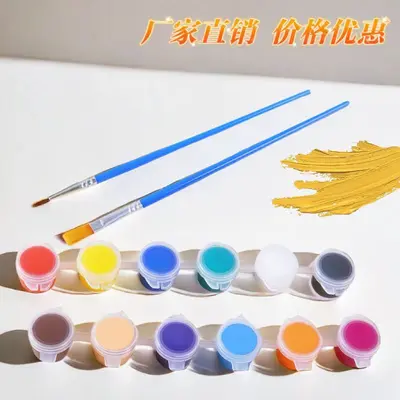 Çocuklar için akrilik boya şeritleri 12 renkli set 6 yapışık sanat boyama boyama DIY alçı bebek suluboya boya