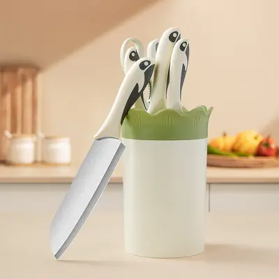 Kitchen knife set with chef, fruit, peeling knives, scissors and holder - 7