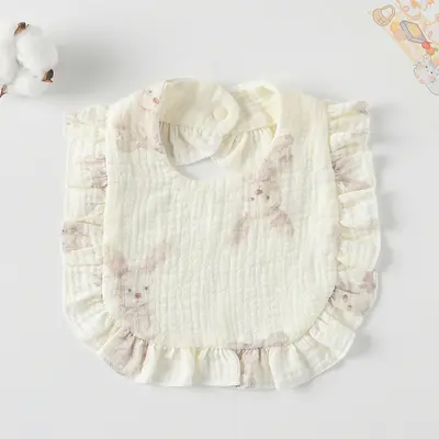 Reine Baumwolle Baby-Lätzchen mit Rüschen, Klasse A Mull, saugfähig - 9