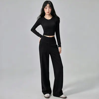 Women's yoga set autumn crew neck morning running - 11