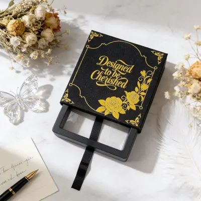 In Stock Starry Sky Silver PE Film Suspension Box Printed Pearl Jewelry Packaging Box Premium Gift Box Custom LOGO - 11