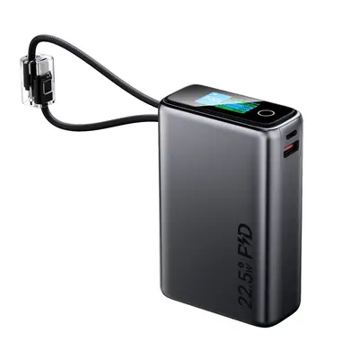 20000 mAh Powerbank, 22,5W, TFT renkli ekran, dahili çift hızlı şarj kablosu