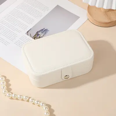 Schmuckkästchen mit Schnappverschluss, große Kapazität, Ringschatulle, Ohrringe, Schmuckaufbewahrungsbox, tragbar für Reisen, Schmuckkasten mit Lederbezug - 11