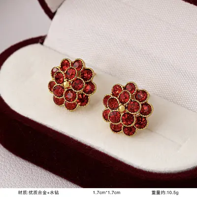Vintage-Ohrringe in Rot mit Glasur-Tropfen - 11