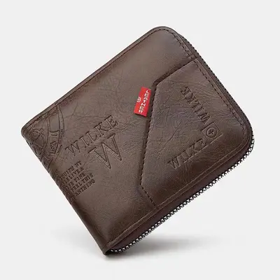 Men's Short Bifold Wallet with Multiple Card Slots and Coin Pocket - 8