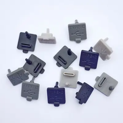 Type-C Silikon-Staubstöpsel mit Befestigungshaken, wasserdicht