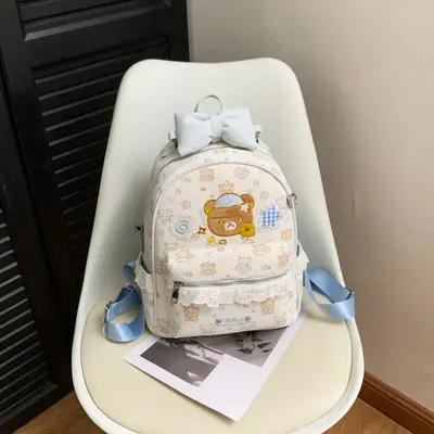 Women's Bear Design Bow Backpack 2026, Preppy Style for Students - 9