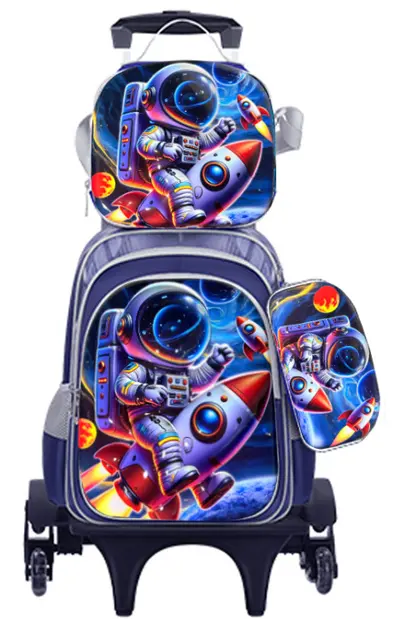 Trolley Schoolbag for Ages 6-12, 3D Hard Shell, 3-Piece Set - 12