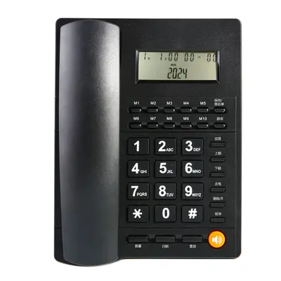 Tischtelefon Festnetz-Telefon für Haushalt und Büro mit Kabel, Einzelgerät mit Anrufanzeige, ohne Batterie, mit Schwarze-Liste