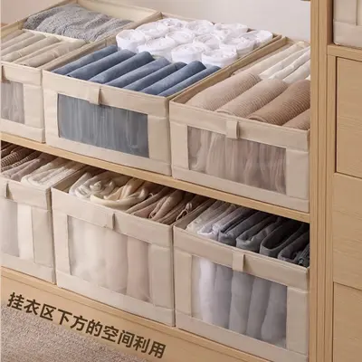 Cotton Linen Clothing Storage Box Foldable Large Capacity - 4