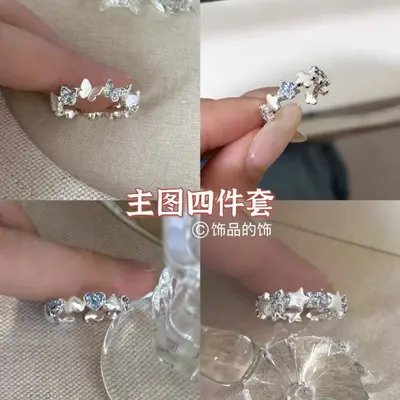 Butterfly ring for women with blue sparkling stone silver premium design - 9