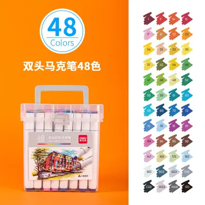 Deli Marker-Set für Schüler und Kinder, Kunstmalerei, großformatig, doppelseitig, ölbasierte Buntstifte, Schreibwaren, Großhandelspreis - 10