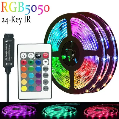5V USB RGB LED Şerit, WS2812B, Bluetooth Kontrollü Masaüstü Ambiyans Işığı - 10