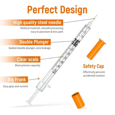 Mikro İğneli Şırınga 1ml/0,5ml, Çok İnce Skala, Enjeksiyon ve Dozlama