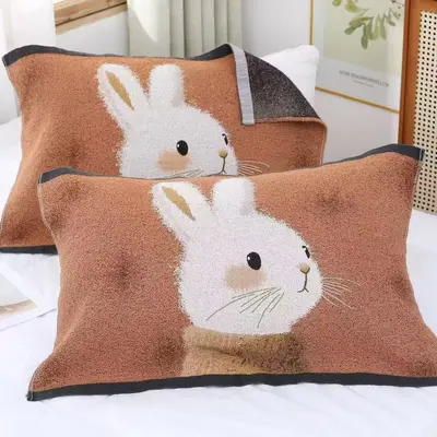 Water-washed cotton gauze pillowcase, sweat-absorbing