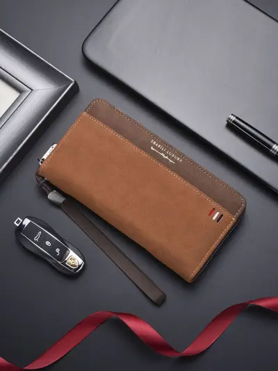 Men's Long Zipper Phone Wallet, Multi-Card Slots, Large Capacity - 9