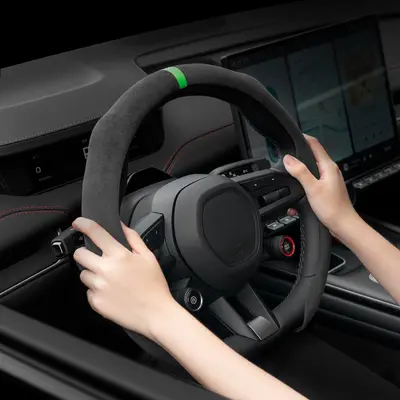 Rams 5D Suede Steering Wheel Cover, Universal O-Type and D-Type, Non-Slip and Sweat-Absorb