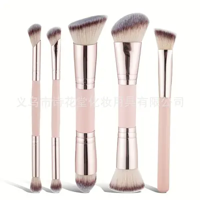 Double-Ended Foundation and Blush Brush Set, Soft Bristle Contour and Powder Brushes - 8