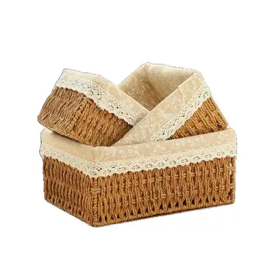 Rattan dokuma depolama sepeti salon masası - 6