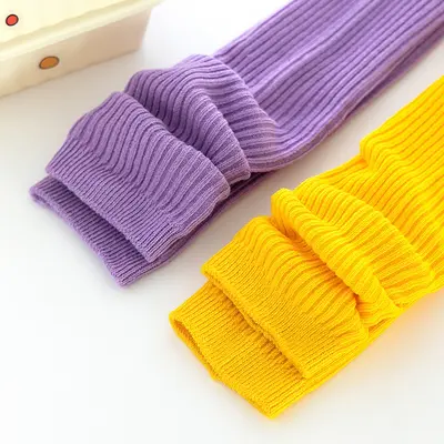 Fluorescent Children's Calf Socks, Double-Needle Stitch, Spring Autumn