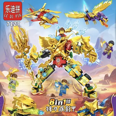 Ninja Small Particle Building Blocks Compatible Assembly 8-in-1 Small Box Building Toy Gift for Boys Children Educational Toy