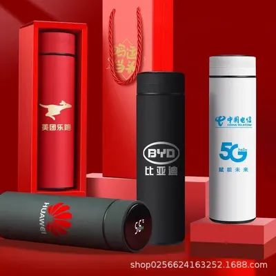 Edelstahl-Thermobecher 304 mit intelligenter Temperaturanzeige, Trinkbecher für Herren, Business-Werbebecher, Geschenkbecher mit Logo-Aufdruck