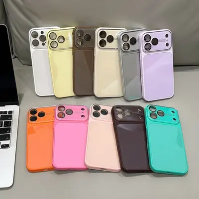 适用iPhone18promax手机壳秒变大视窗糖果色亮面玻璃苹果17保护套 - 3