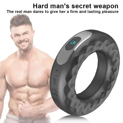 Rechargeable Silicone Remote-Controlled Vibrating Penis Ring, Male Delay Device