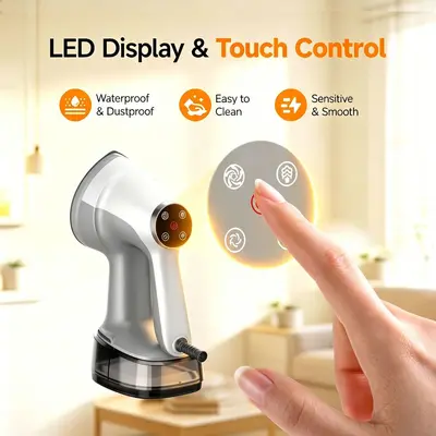 Handheld garment steamer, large tank, suction type