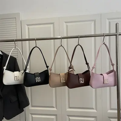 Solid Color Women's Underarm Bag, Casual Single Shoulder Bag - 5