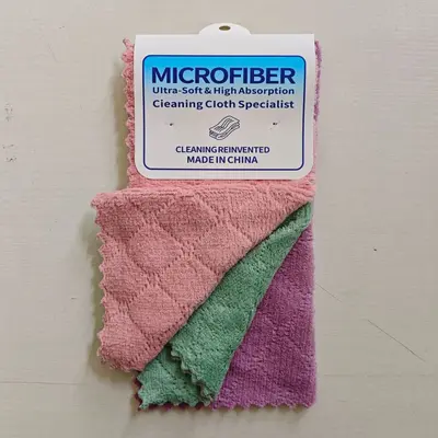Coral Fleece Kitchen Cleaning Cloth Absorbent Non-Shedding Microfiber Dish Towel Oil-Resistant Scrubbing Cloth