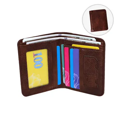 Men's Retro PU Short Wallet with Card Slots and Coin Pocket - 12