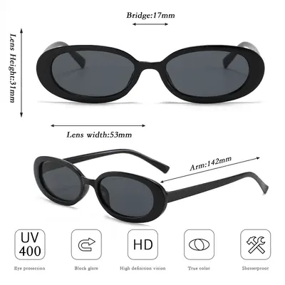 3-Pack Oval Frame Sunglasses for Women, Retro Style - 4