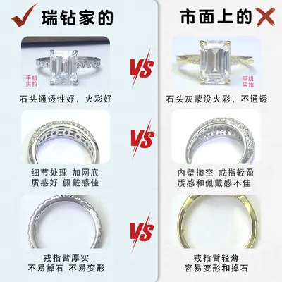Ruizuan Jewelry Oval Moissanite Women's Ring Pigeon Egg 2.5 Carat Classic Four-Prong 925 Sterling Silver Cross-Border Wholesale Source