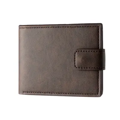 Men's Short Bifold Wallet, Retro Snap Closure Leather Coin Purse - 8