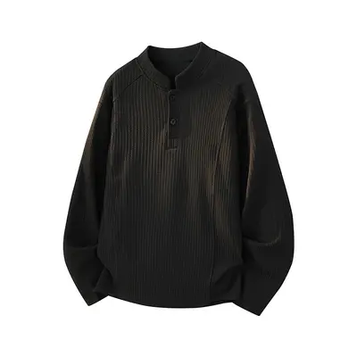 Herren-Langarmshirt mit Henley-Ausschnitt, strukturiert, Modell T6017, Frühjahr
