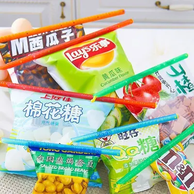 Üretici toptan çay nem geçirmez sızdırmazlık bandı plastik gıda saklama torbası kapatma klipsi atıştırmalık kapatma çubuğu