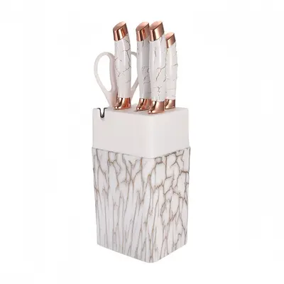 Marble pattern stainless steel kitchen knife set, 7-piece - 7