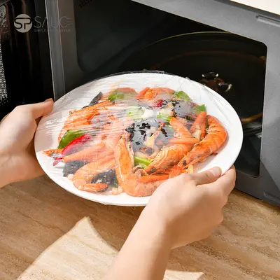 Ev kullanımı için elastik taze tutma çantası ile antibakteriyel gıda sınıfı tek kullanımlık streç film kapağı artık tabak kapağı 120 adet