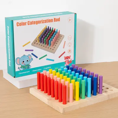 Children's Rainbow Sorting Sticks, Wooden Educational Toy - 7