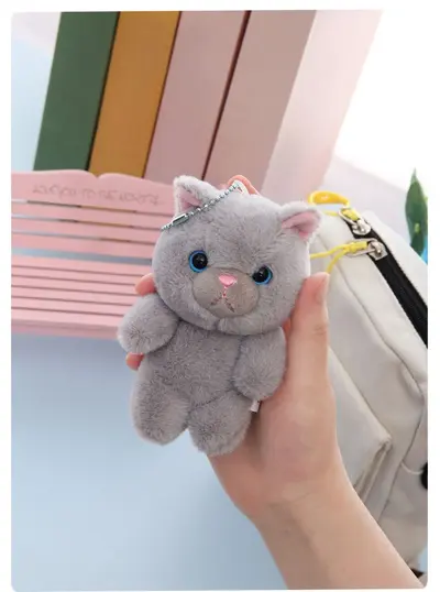 Kedi peluş oyuncak figür, çanta aksesuarı, kız çocuklar için hediye - 7