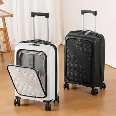 Impact-Resistant Trolley Suitcase with Zipper and Combination Lock - 5