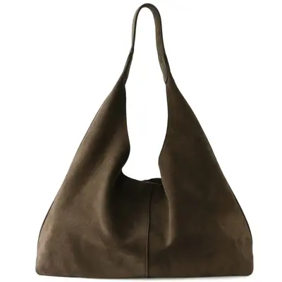 Genuine Leather Tote Bag with Suede Look, Large Capacity, Single Shoulder - 7
