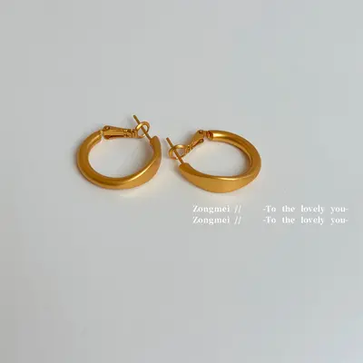Kaffee-Gold-Ohrringe, mattiert, Insta-Stil, Nischencollier - 8