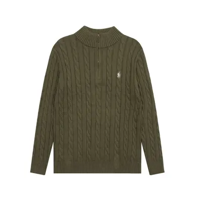 Polo Logolu Yarım Balıkçı Yaka Fermuarlı Örgü Kazak Unisex Uzun Kollu Çift Kombini - 12