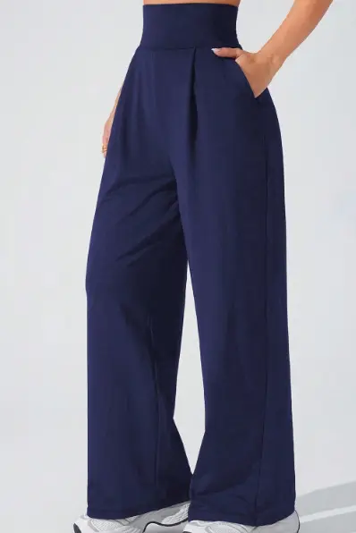 Yogahose mit fallendem Stoff, gerades Bein, hoher Bund, lang, Outdoor-Sport - 8