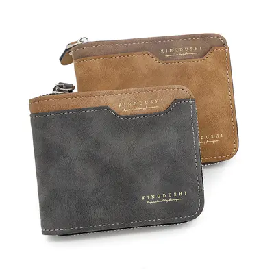 Matte Short Men's Wallet, Large Capacity Tri-Fold with Chain and Coin Pocket