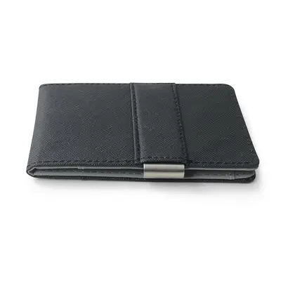 Korean Style Men's Short Wallet with Crossbody Pattern and Stainless Steel Money Clip - 5