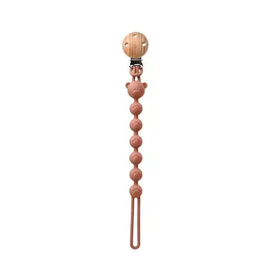 Baby Silicone Pacifier Chain Bear Anti-Lost Beech Wood Clip - 13